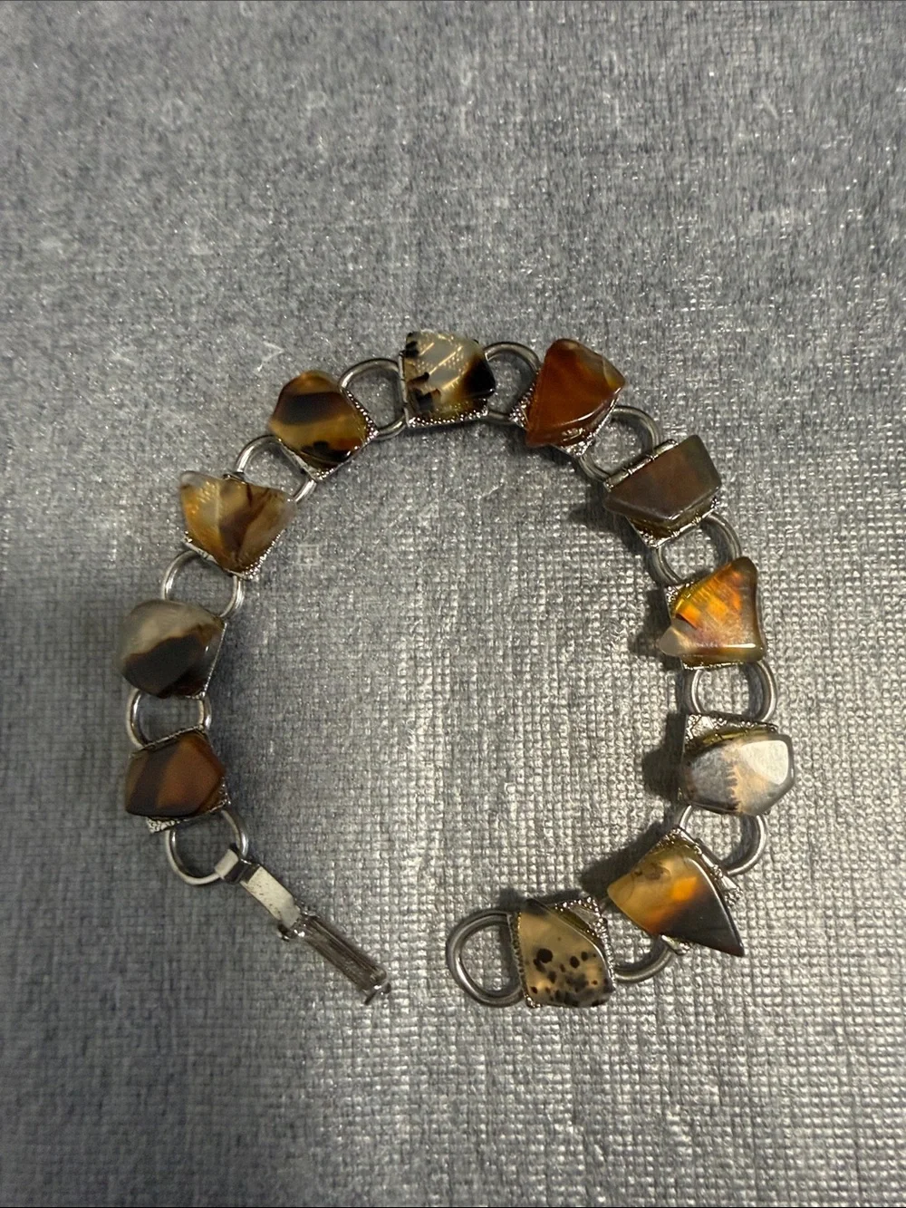 Women's Tiger Eye Link Bracelet Watch in Brown and Silver
